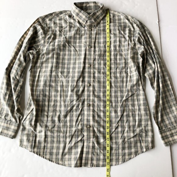 WRANGLER Riata Tan Blue Plaid Button Up Casual Western Shirt Mens Large - Picture 5 of 6